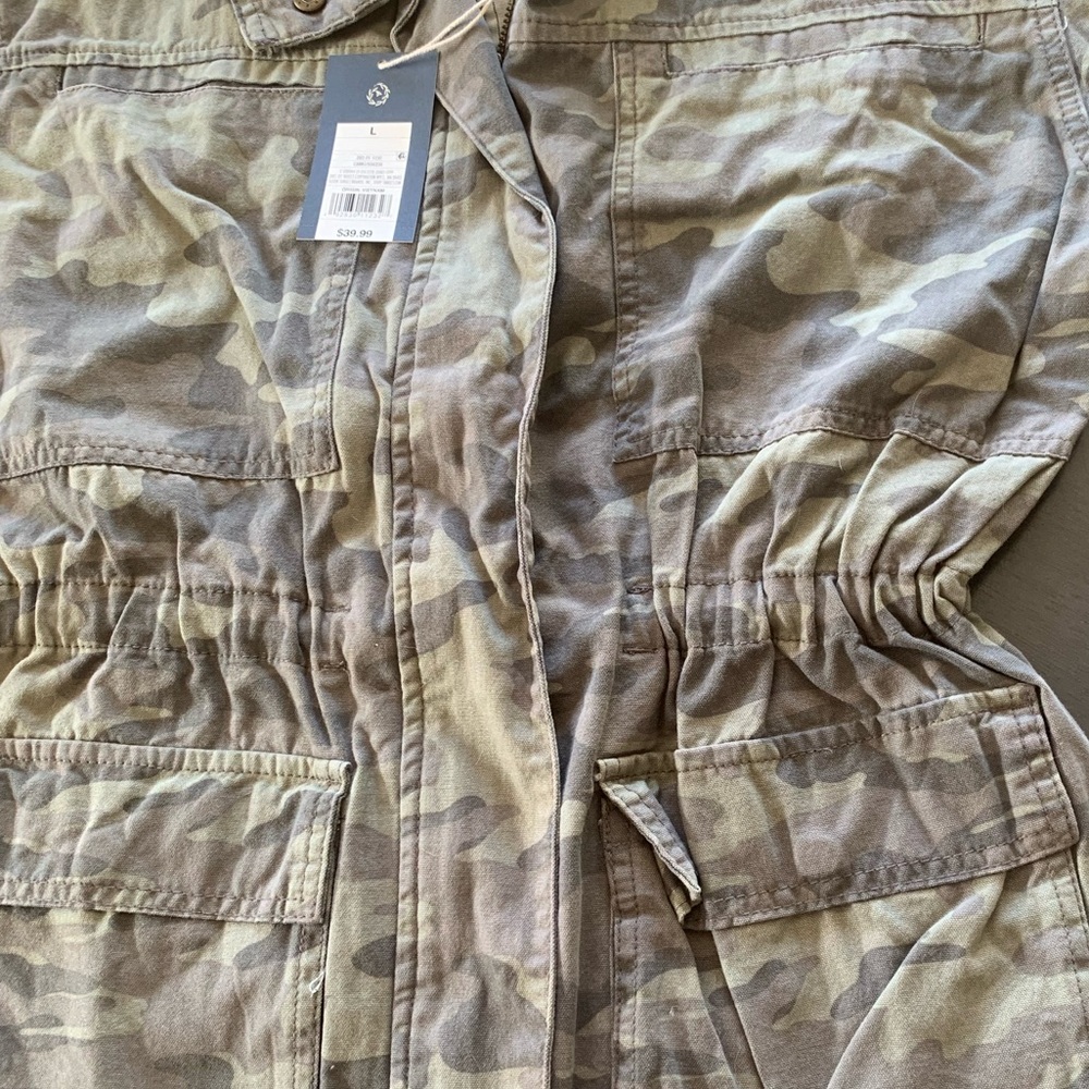 Universal Thread Womens Jacket Hooded Green Camouflage Large 100% Cotton - Picture 6 of 13